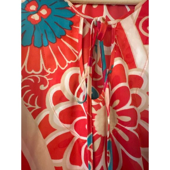 Natori Womens Floral Print Kaftan Dress S Polyester Lounge Bold - Picture 3 of 5